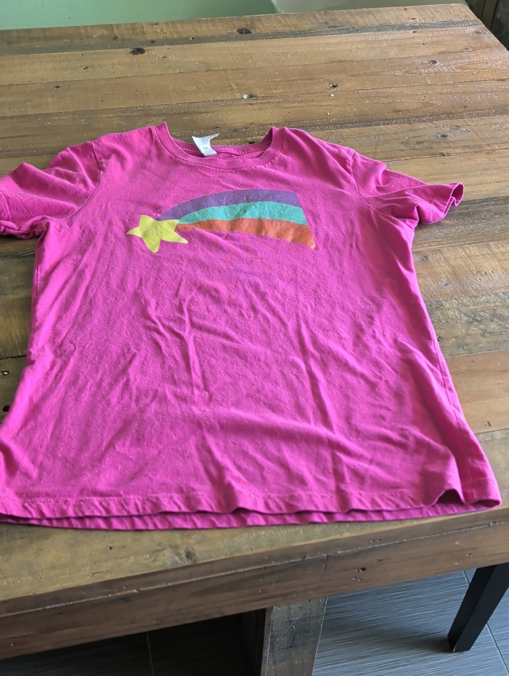 Disney Mabel Pines Gravity Falls Costume Tee Yellow Star & Rainbow Trail